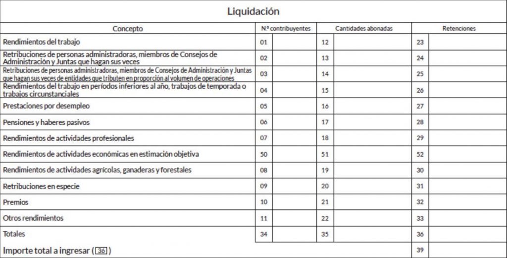 liquidación modelo 110